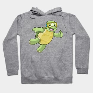 Turtle at Swimming with Swimming goggles Hoodie